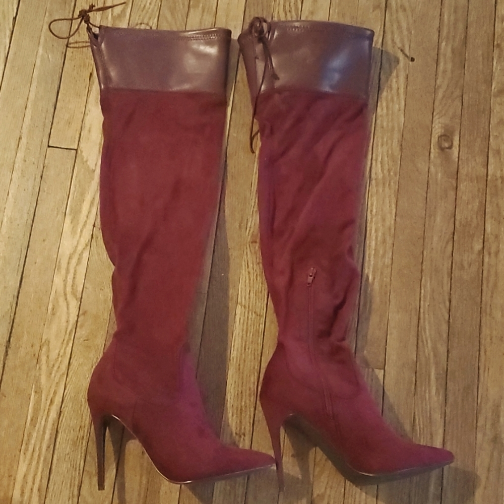 Faux Suede Thigh High Boots